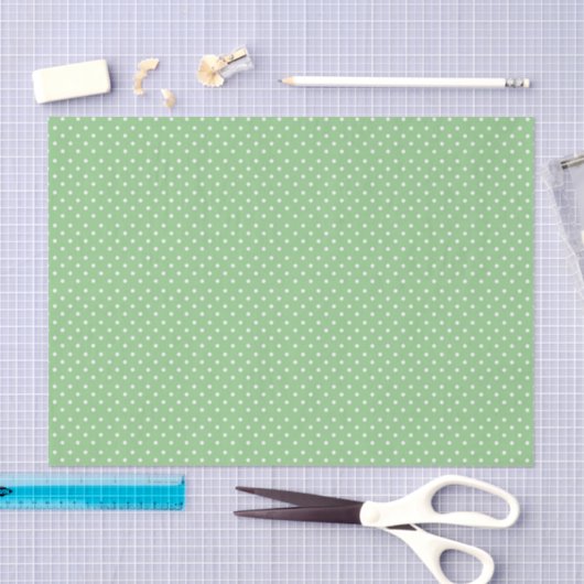 Papier Mousseline Motif à points Polka vert (Artisanat)