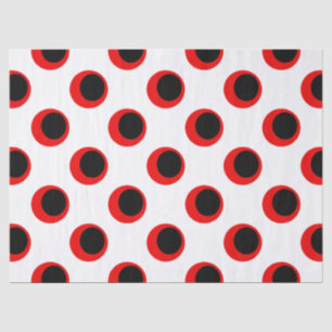 Papier Mousseline Motif à pois noirs et rouges
