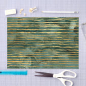 Papier Mousseline Motif à rayures vert et or (Artisanat)