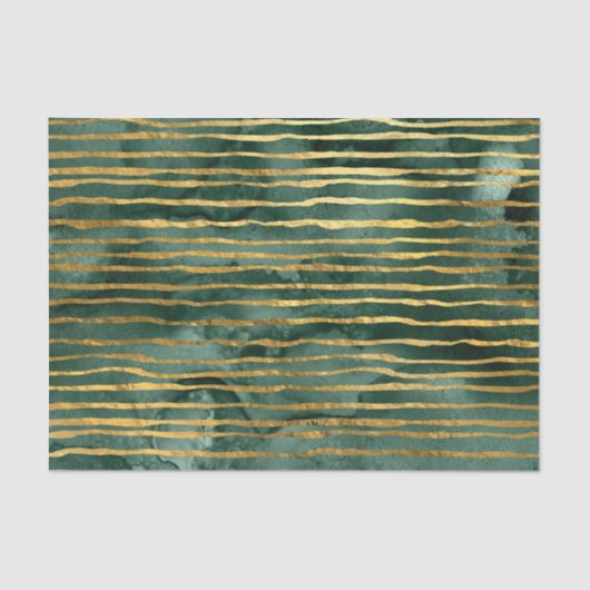 Papier Mousseline Motif à rayures vert et or (Recto)