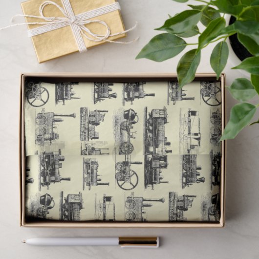 Papier Mousseline Motif à vapeur Locomotive "Steampunk" (Cadeau)