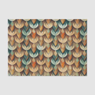 Papier Mousseline Motif Abstrait Art Déco Or Sarcelle de Luxe