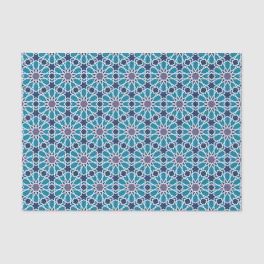 Papier Mousseline Motif abstrait dans bleu et gris (Recto)