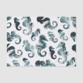 Papier Mousseline Motif abstrait d'hippocampes d'aqua (Recto)