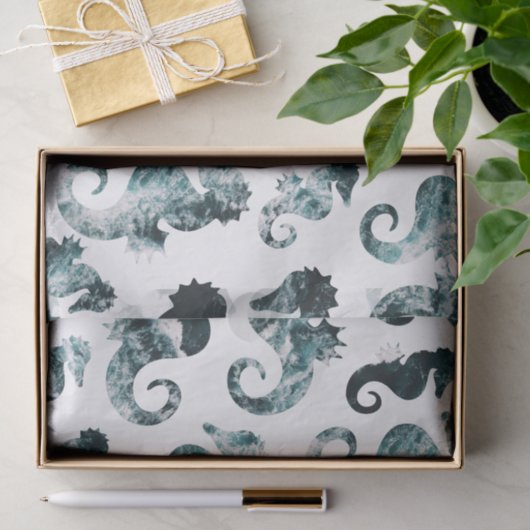 Papier Mousseline Motif abstrait d'hippocampes d'aqua (Cadeau)