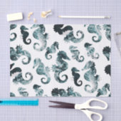 Papier Mousseline Motif abstrait d'hippocampes d'aqua (Artisanat)