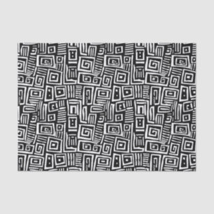 Papier Mousseline Motif Abstrait noir & blanc en gras