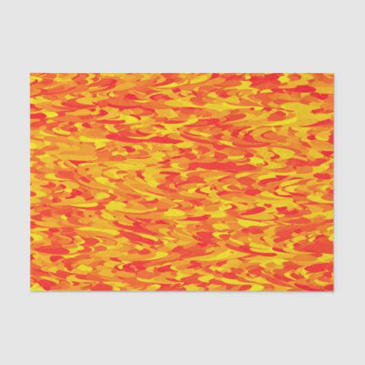 Papier Mousseline Motif Abstrait orange rouge jaune (Recto)