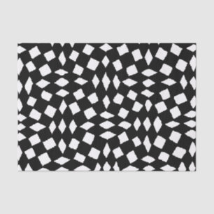 Papier Mousseline Motif Abstrait rétro noir blanc Checker