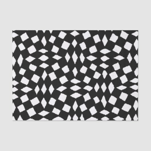 Papier Mousseline Motif Abstrait rétro noir blanc Checker (Recto)