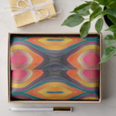 Papier Mousseline Motif Abstrait rose orange jaune rétro funky (Cadeau)