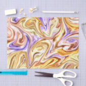 Papier Mousseline Motif Abstrait Waves Gold Purple Waves (Artisanat)