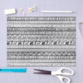 Papier Mousseline Motif africain tribal noir blanc (Artisanat)