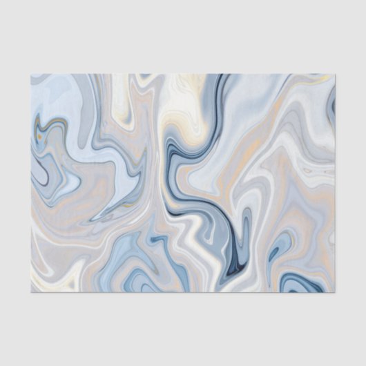 Papier Mousseline Motif Agate Bleu et Brun (Recto)