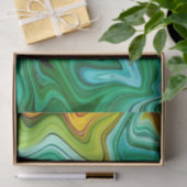 Papier Mousseline Motif Agate vert et jaune/or (Cadeau)