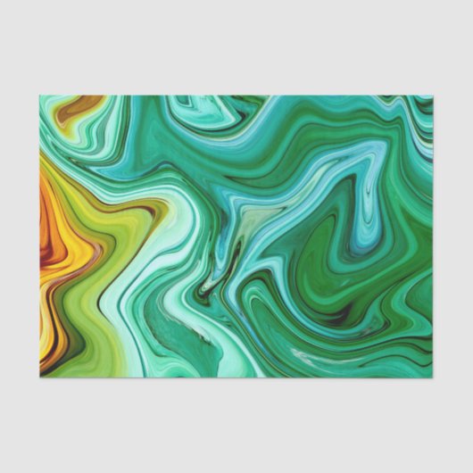 Papier Mousseline Motif Agate vert et jaune/or (Recto)