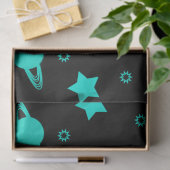 Papier Mousseline Motif Alien turquoise avec étoiles et lunes (Cadeau)