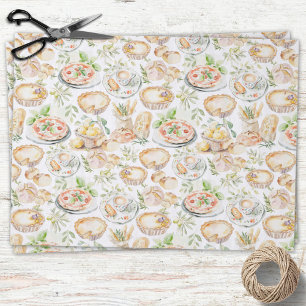 Papier Mousseline Motif alimentaire méditerranéen à l'aquarelle