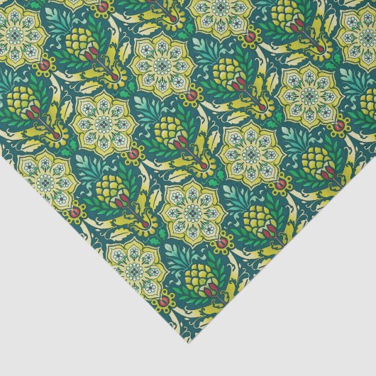 Papier Mousseline Motif ananas et fleurs (Détail)