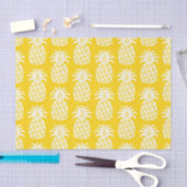 Papier Mousseline Motif ananas jaune et blanc (Artisanat)