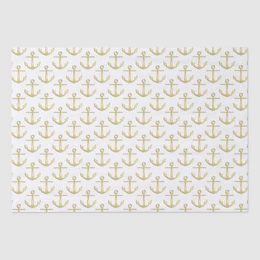 Papier Mousseline Motif Ancres en or blanc et Faux (Recto)