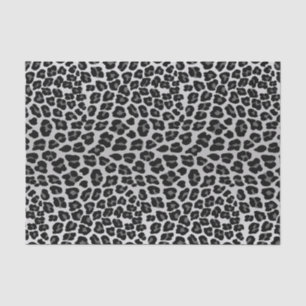 Papier Mousseline Motif animal de léopard de neige blanc noir