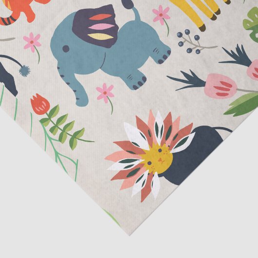 Papier Mousseline Motif animal Jungle Pastel Leaf (Détail)