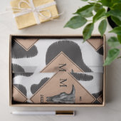 Papier Mousseline Motif animal noir et blanc Vache tache Monogramme (Cadeau)