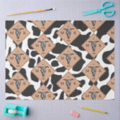 Papier Mousseline Motif animal noir et blanc Vache tache Monogramme (Artisanat)