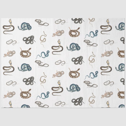 Papier Mousseline Motif animal reptile de serpents colorés (Recto)