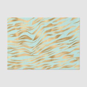 Papier Mousseline motif animal Wavy Gold et Mint