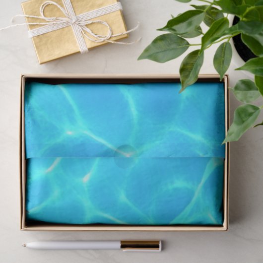 Papier Mousseline Motif Aqua Avec Réflexion Vagues (Cadeau)