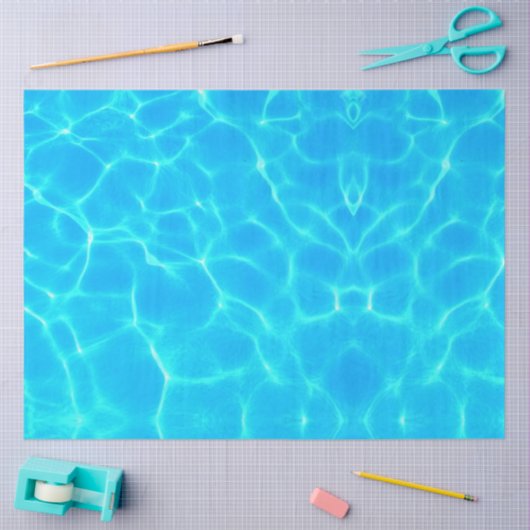Papier Mousseline Motif Aqua Avec Réflexion Vagues (Artisanat)