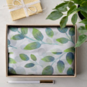 Papier Mousseline Motif Aqua Green Leaf (Cadeau)