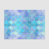 Papier Mousseline Motif Aqua Pearlescent & Gold Mermaid (Recto)