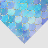 Papier Mousseline Motif Aqua Pearlescent & Gold Mermaid (Détail)