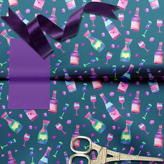 Papier Mousseline Motif aquarelle d'alcool | Sarcelle foncée