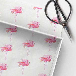 Papier Mousseline Motif aquarelle flamant rose plage