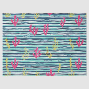 Papier Mousseline Motif aquarelle nautique rétro (1)