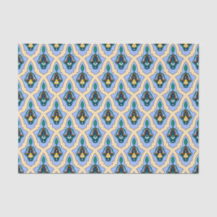 Papier Mousseline Motif arabe marocain en bleu et jaune