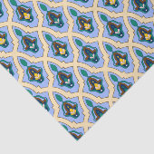 Papier Mousseline Motif arabe marocain en bleu et jaune (Détail)