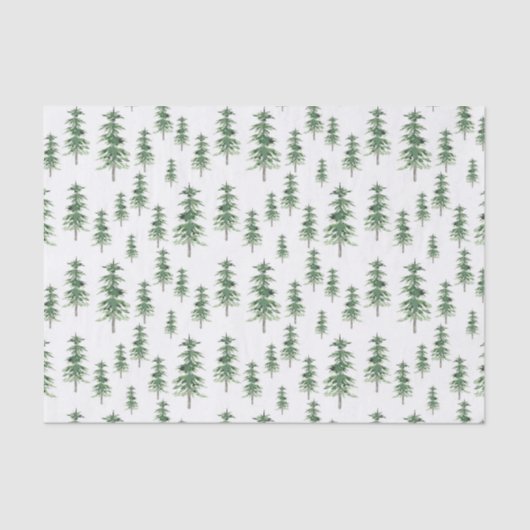 Papier Mousseline Motif Arbre de pins aquarelle (Recto)