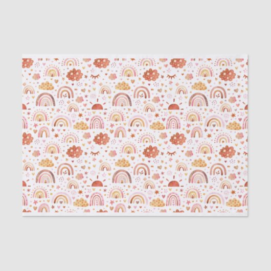 Papier Mousseline motif arc-en-ciel boho (Recto)