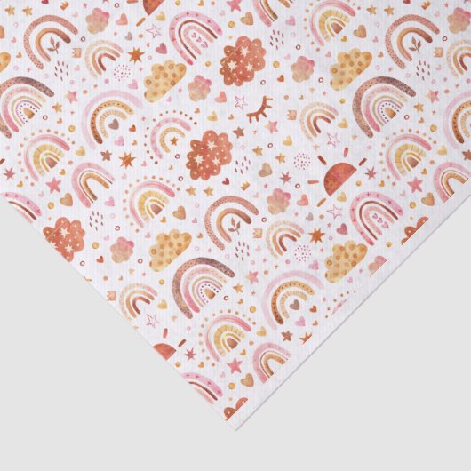 Papier Mousseline motif arc-en-ciel boho (Détail)