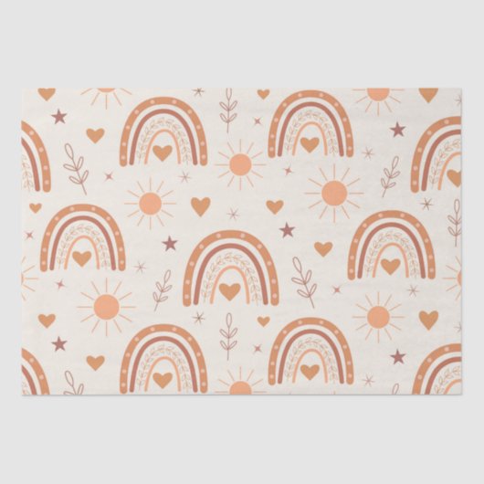 Papier Mousseline Motif arc-en-ciel en terre cuite (Recto)