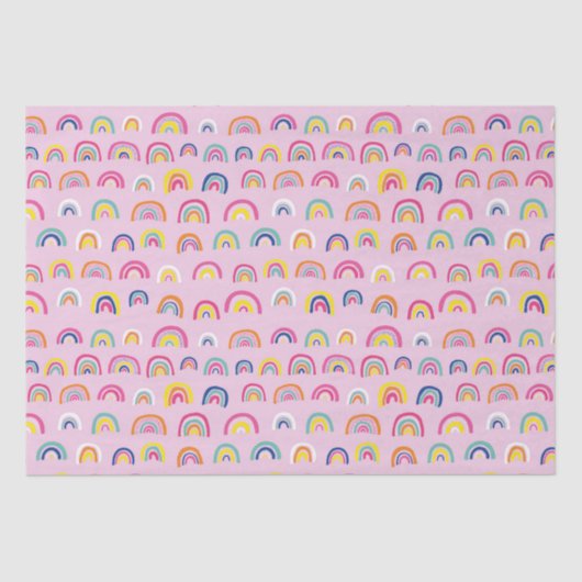 Papier Mousseline Motif arc-en-ciel rose (Recto)