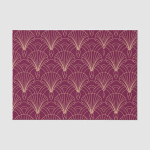 Papier Mousseline Motif Art Déco avec éventails géométriques dorés