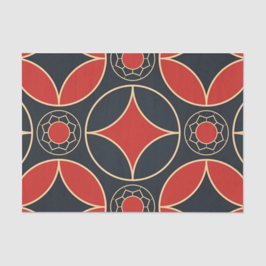 Papier Mousseline motif art déco en rouge et noir (Recto)