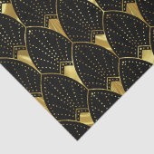 Papier Mousseline Motif Art déco Or brillant sur noir (Détail)