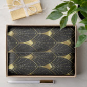 Papier Mousseline Motif Art déco Or brillant sur noir (Cadeau)